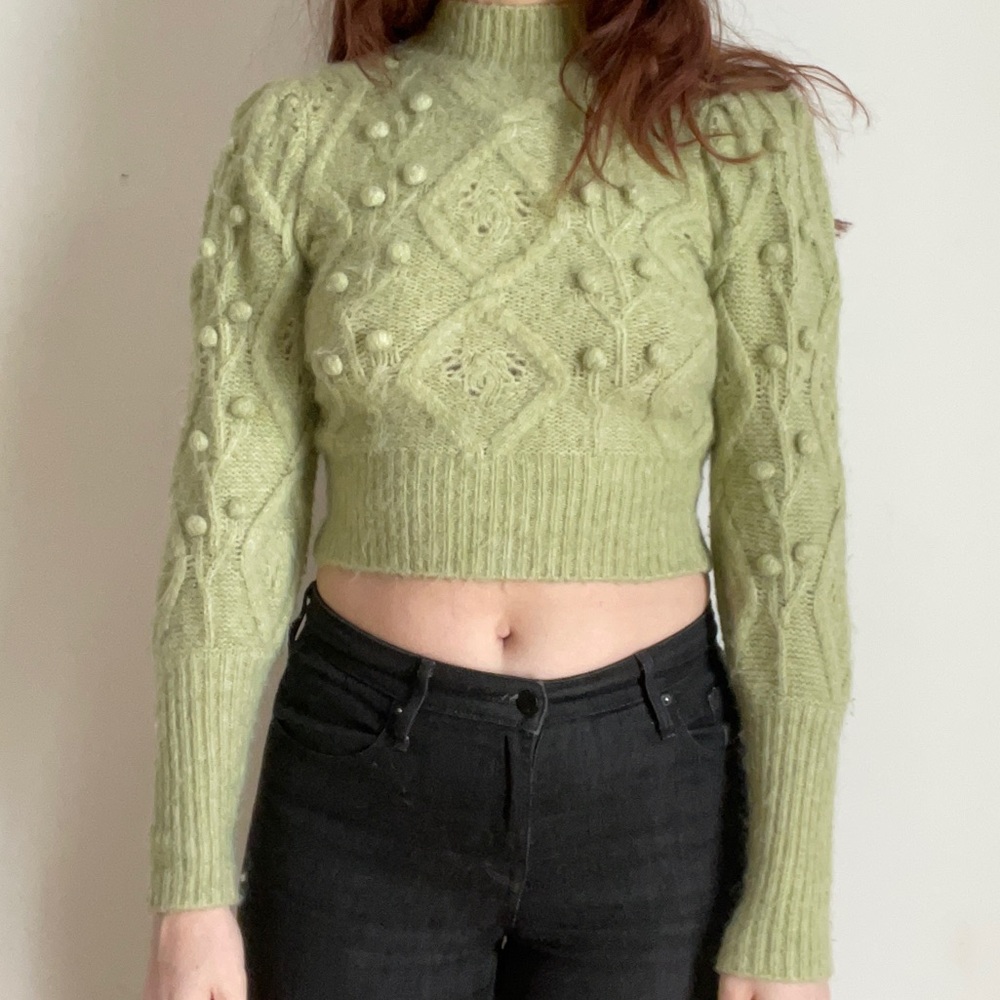 Green textured zara sweater